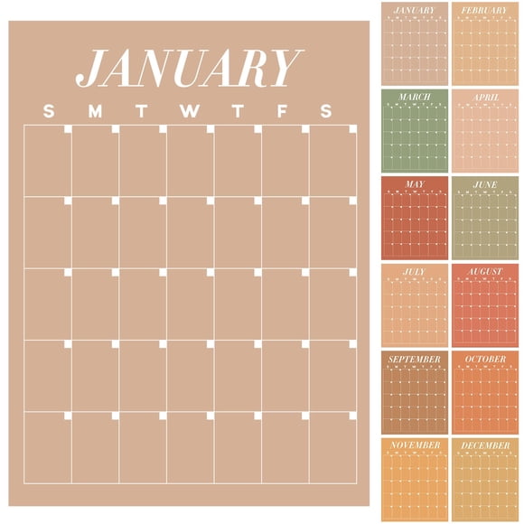 Calendario de Pared Fullhawl 2025-2026 Reutilizable Grande 40x50 cm