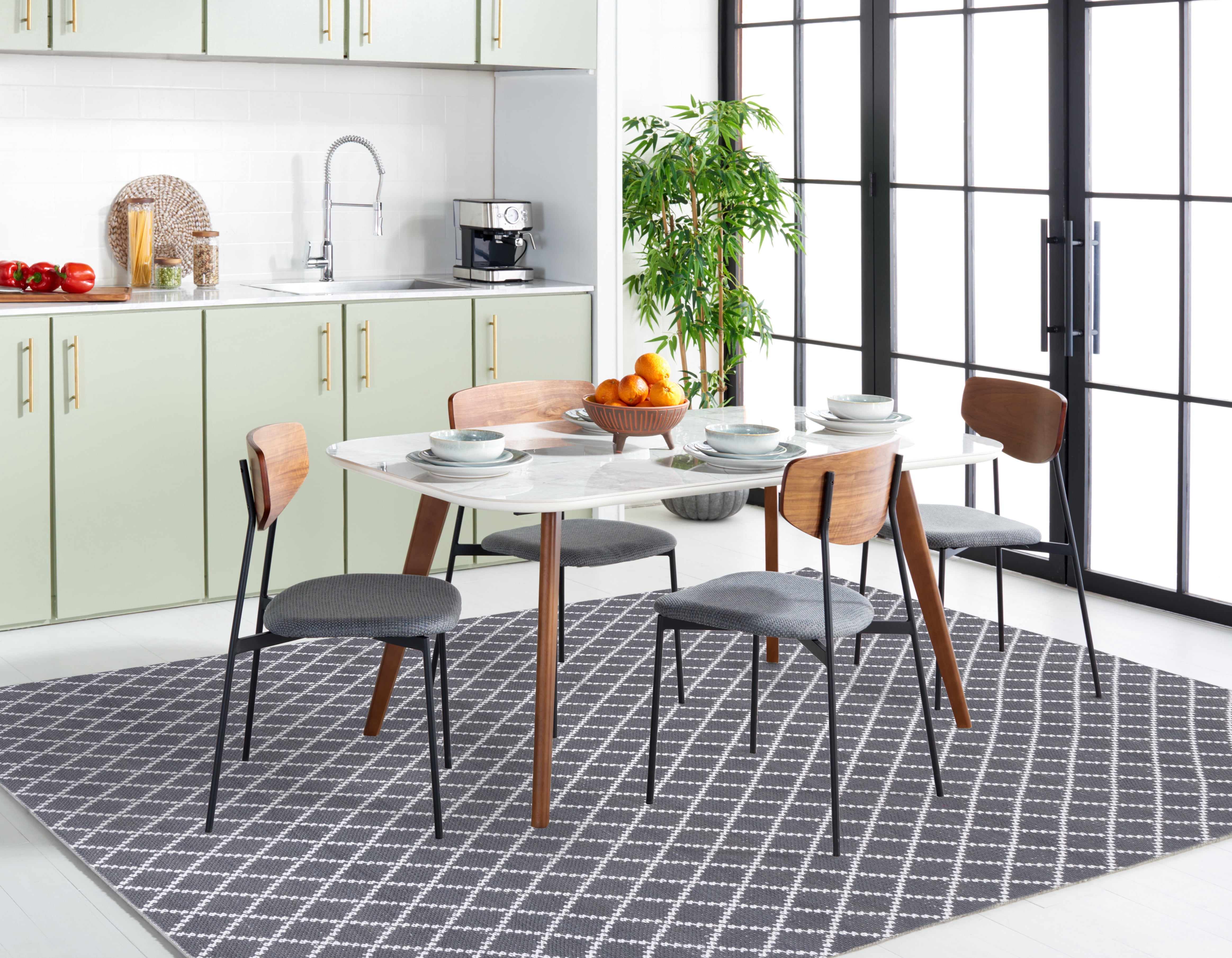 SAFAVIEH Montauk Jolyon Diamond Cotton Area Rug, Dark Grey/Ivory, 8' x 10'