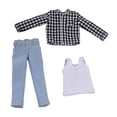 thumbnail image 1 of Camisa para Muñeco de 1/12 Escala Conjunto Casual Masculino con Pantalón Chaleco Y Camisa de Tela Duradera Adecuado para Adultos Y Exhibición de Colec cuadrícula blanca y negra, 1 of 8