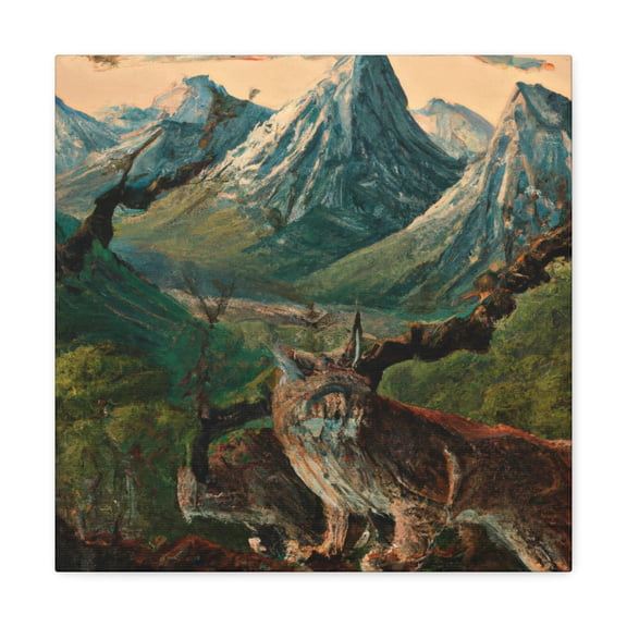 Bobcat in Rococo Style - Canvas