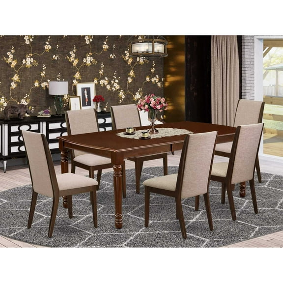 East West Furniture Dining Room Set Mahogany, DOLA7-MAH-04
