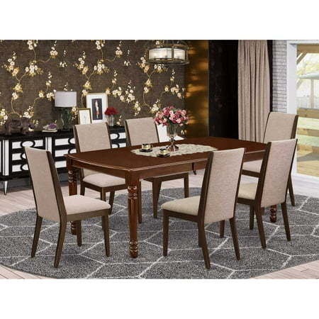 East West Furniture Dining Room Set Mahogany DOLA7-MAH-04