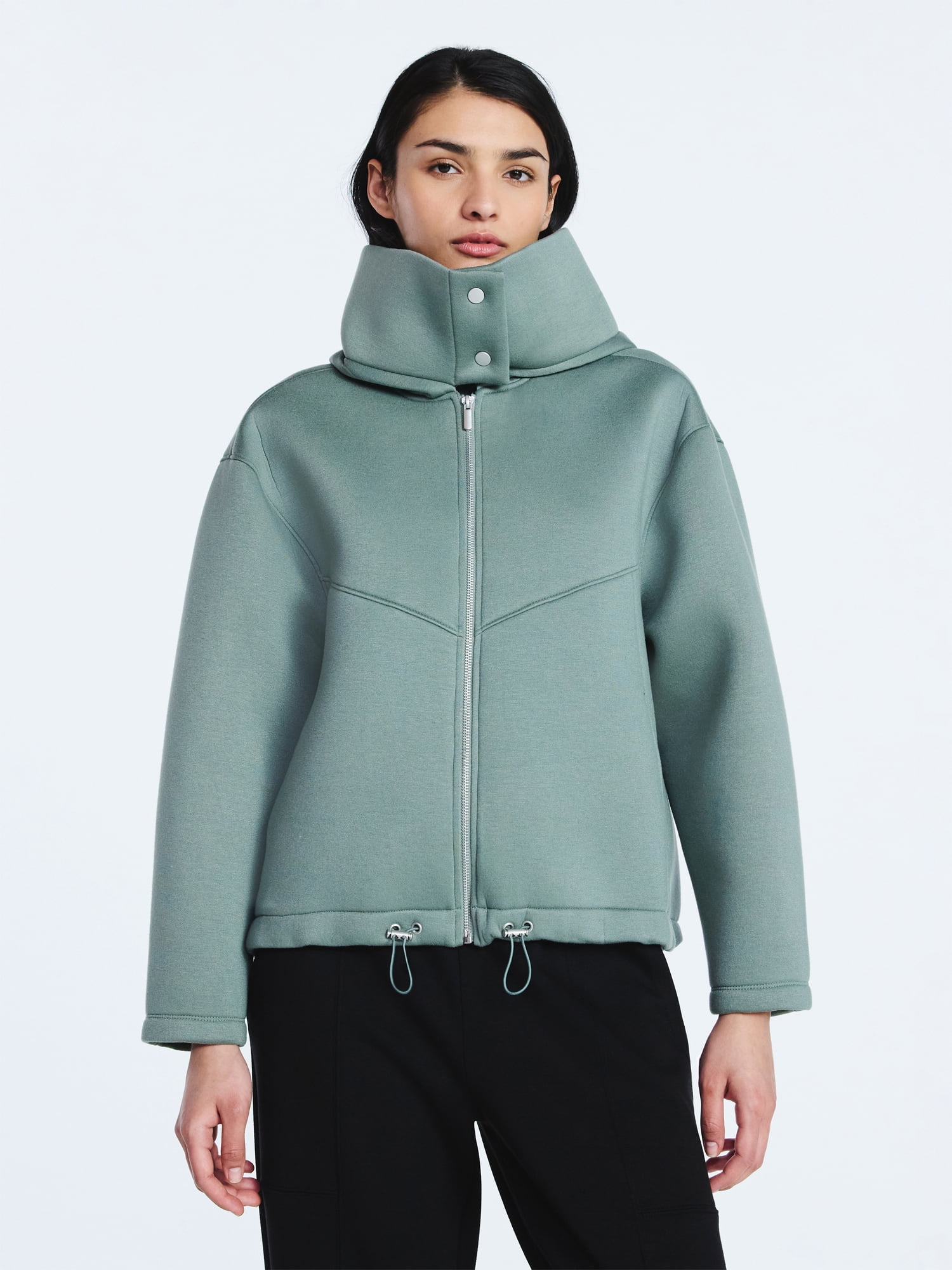 Scoop Women's and Women's Plus Neoprene Fleece Oversized Jacket with Hood, Sizes XS-4X