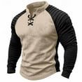 thumbnail image 2 of Handshe Men's Suede Fleece Shirt, Retro Style with Drawstring and Half Placket, Stand Collar Long Sleeve Pullover for Casual Wear, 2 of 6