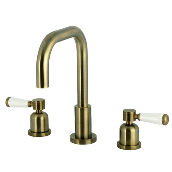 Kingston Brass FSC893DPLAB Paris Widespread Bathroom Faucet with Brass Pop-Up, Antique Brass