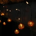 thumbnail image 3 of Northlight LED Lighted Pumpkin Halloween Curtain Icicle Lights - Orange - 5.25' Black Wire - 25ct, 3 of 7