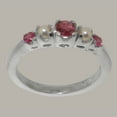 thumbnail image 2 of LBG British Made 10k White Gold Ring with Natural Pink Tourmaline & Cultured Pearl Womens band Ring - 33 size options - Size 4, 2 of 6