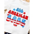 thumbnail image 3 of Lairauiy 6M-3T Boys 4th of July Shorts Sets Short Sleeve Letter Print Tops Star Stripe Print Shorts Sets, 3 of 9
