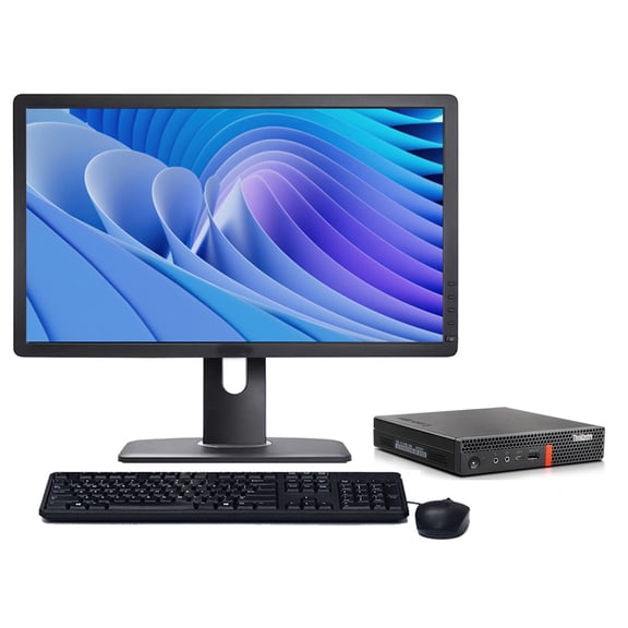Restored Lenovo ThinkCentre Micro Desktop Computer | Windows 11 | AMD Quad Core Processor | 8GB RAM | 128GB SSD | 22" LCD (Refurbished)