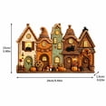 thumbnail image 3 of Vintage Multi Ghost House Wooden Tabletop Decor Halloween Village Ornament with Built in Light Pumpkin and Black Cat for Home Shelf Display, 3 of 8