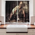 thumbnail image 2 of Ambesonne Zombie Kitchen Curtains, Scary Bloody Man, 55"x39", Grey Mint Peach, 2 of 3