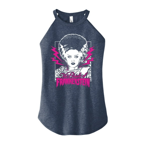 Classic Monsters - The Bride of Frankenstein - Neon Pink Thunder Bolts - Juniors High Neck Tank Top