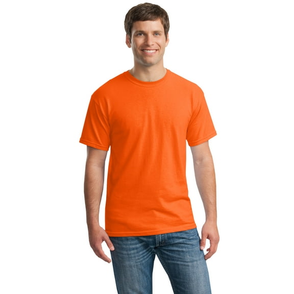 Gildan High Visibility Short Sleeve T-Shirt Hi Vis Workwear for Men 5.3oz T-Shirt Safety Orange M