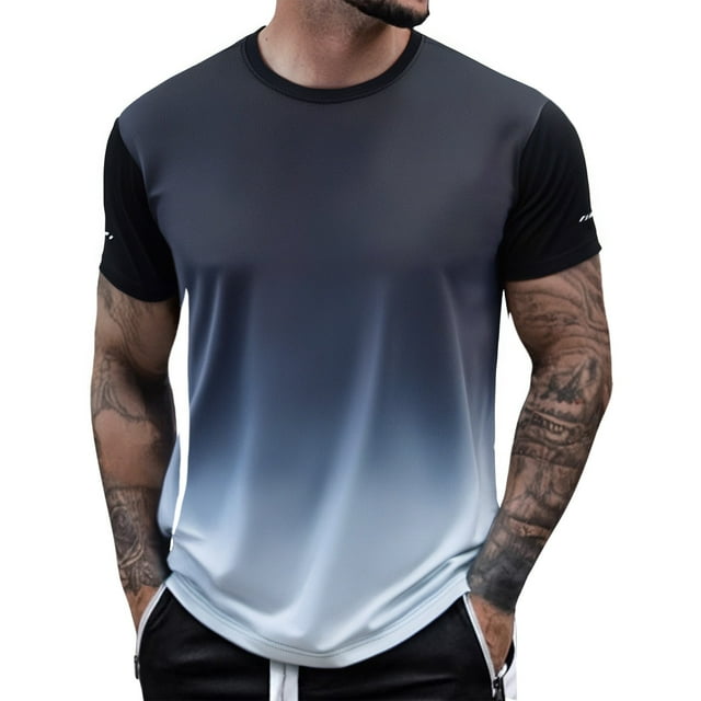 Afdoent Mens T Shirts Male Summer Breathable Sweat Exercise Ice Silk T Shirt Comfort