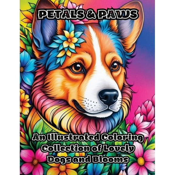 Petals & Paws: An Illustrated Coloring Collection of Lovely Dogs and Blooms, (Paperback)