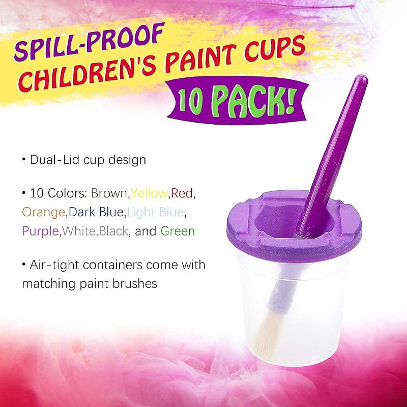 Plastic Painting Brushes Pens Sets 10PC Plastic Pen Cup and 10PC Painting Brushes Pens For Painting & Drawing Supplies Mixed Color 20pcs/set
