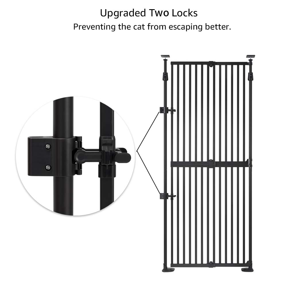 unipaws 75" High Extra Tall Cat Gate, 21"-34" Wide Safety Gate for Doorway, Black