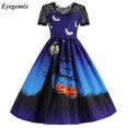 thumbnail image 1 of Vestido Retro de encaje para Halloween, disfraces de mujer de manga corta de los años 50 y 60, vestidos de fiesta Vintage con calavera y bruja, ropa aterradora para Halloween, Cosplay, 1 of 5