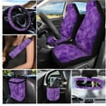 thumbnail image 2 of Jeiento Tie Dye Car Seat Covers Set 15 Pack Car Seat Accessories Steering Wheel Cover Seat Belt Pads Trash Bin Car Air Vent Pouch Rear View Mirror Protector Coasters Purple Key Chain for SUV Van, 2 of 7