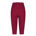 thumbnail image 5 of Lroveb Pantalons Capri pour Femmes avec Cordon de Serrage Pantalons d'Entraînement d'Été Shorts 2024 Taille Haute à Volants Ourlet Plissé Floral Pantalons Décontractés Rouge, 5 of 5