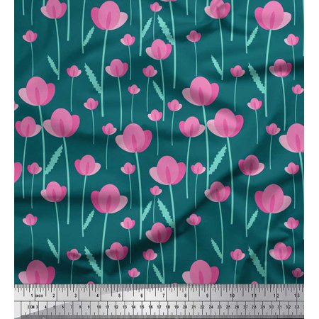 Soimoi Rayon Fabric Leaves & Floral Clip Art Print Sewing Fabric Yard 42 Inch Wide