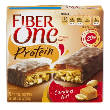 Fiber One Protein Chewy Bar, Caramel Nut, 6g Protein, 5 Ct