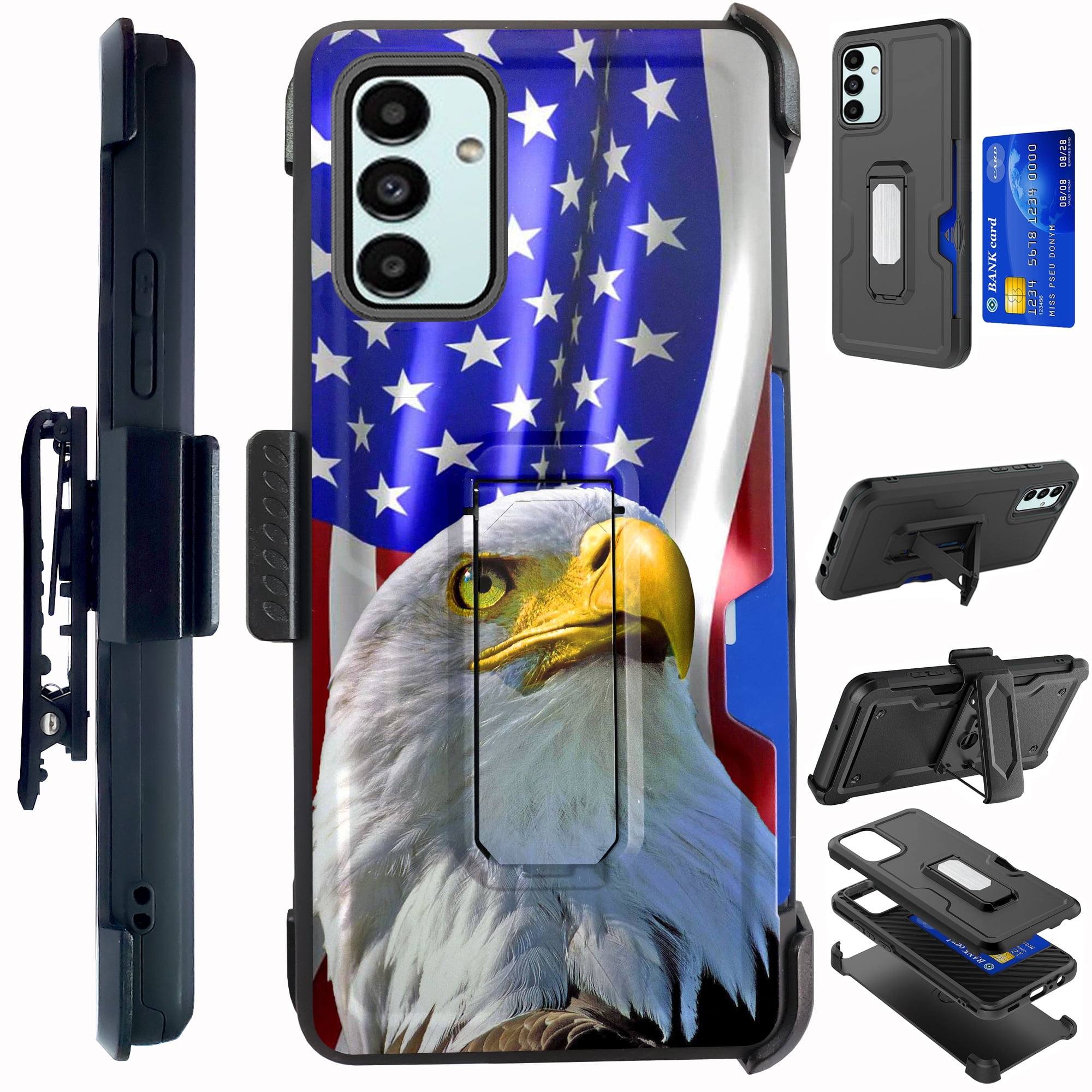 Black Retail Packaging Eagle Cell Apple iPhone 6 Plus Skin Hybrid Case with Stand and Holster 