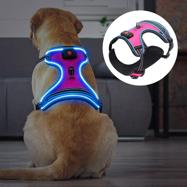 BSEEN Light Up Dog Harness No Pull LED Dog Harness Rechargeable LED