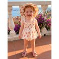 thumbnail image 6 of Cenuakty  Girls Romper Dress Casual Rose Print Elastic Straps Sleeveless Jumpsuit and Sun Hat Set Fashion Clothes Outfits, 6 of 9