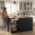 thumbnail image 4 of Juniper Kitchen Island with Large Top Surface, Double Door Cabinet, and Open Shelves Black / Macadamia, 4 of 7