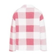 thumbnail image 4 of Women's Plaid Fleece Jacket with Pockets and Button-down Fleece Coat Pink S, 4 of 6