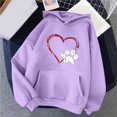thumbnail image 2 of Bmisegm Chandail à Capuche Décontracté Automne Hiver Confortable Chic Imprimé Cœur Manches Longues Col Rond avec Poche pour Femmes Violet S, 2 of 3