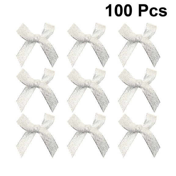 WHAMVOX 100 Pcs Wrap Bows Bow Decoration Bowknots M Silver