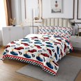 thumbnail image 3 of Erosebridal Racing Car Coverlet Set King for Boys, Checkered Flag Bedding Set, Sports Car Decor, 3pcs, 3 of 5