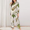 thumbnail image 3 of Kll Grapes Bbottles Wine Print Women'S Long Sleeve Pajamas With Pants Sleepwear Loungewear 2 Set-Large, 3 of 9