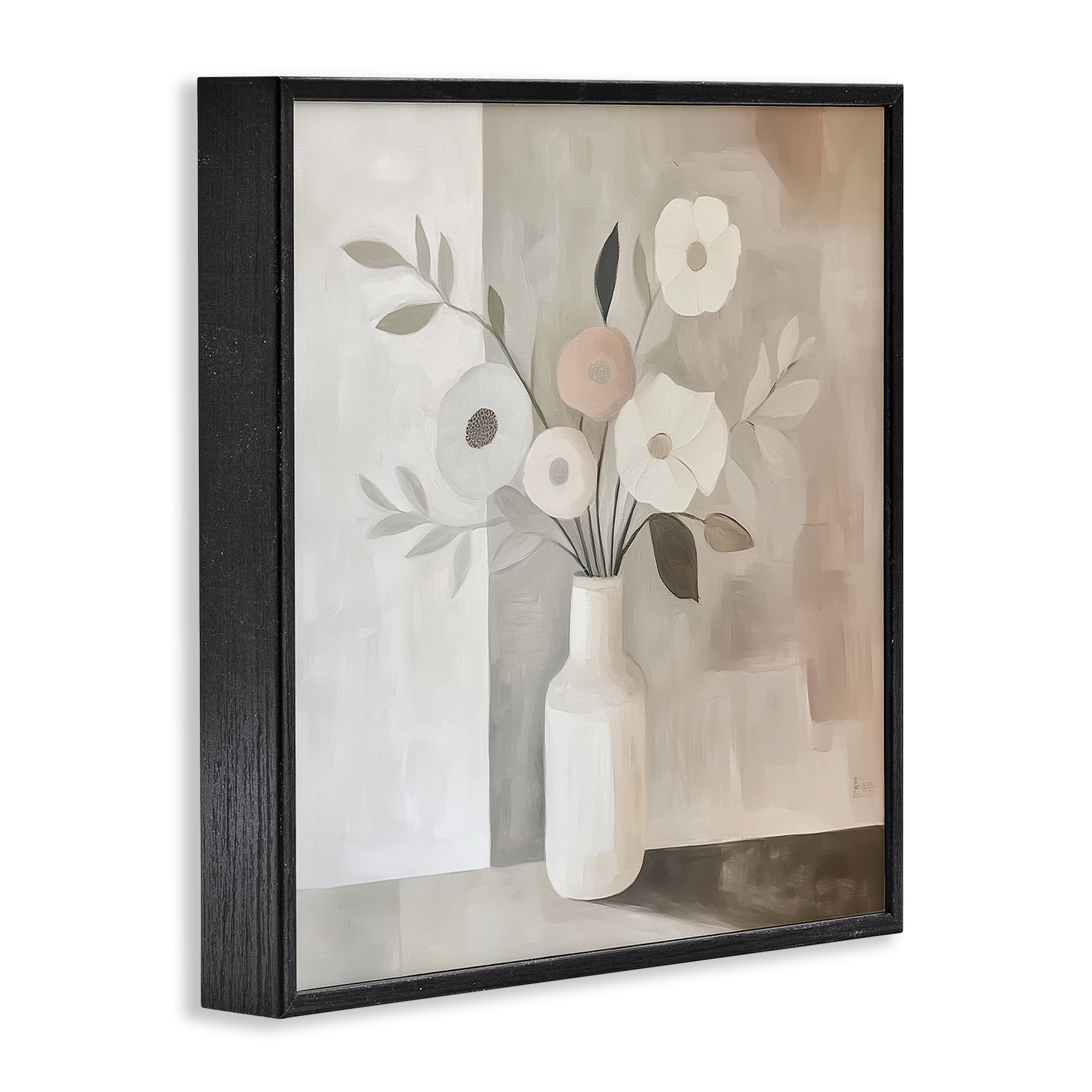 Stupell Industries Minimalist Muted Flower Vase Black Framed Giclee Art, design by Heidi Kuntz