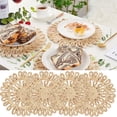thumbnail image 1 of Lunfar Set of 4 Round Woven Placemats for Dining Table 30cm Small Natural Braided Rattan Tablemat Hollow Wicker Charger Plates for Holiday Thanksgiving Christmas Kitchen Table Mat, Beige, 1 of 5