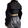 thumbnail image 5 of hirigin Women Fashion Personality Crop Tops Solid Color Stand Collar Long Sleeve Zipper Short Jacket Pockets Cargo Tops Streetwear, 5 of 9