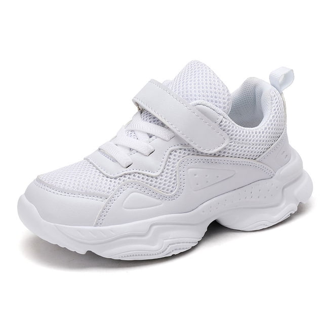 Zapatos blancos para niños, zapatos blancos de malla, zapatos deportivos blancos para niñas, zapatos blancos para niños de primavera y otoño para jardín de infantes, zapatos blancos para niños