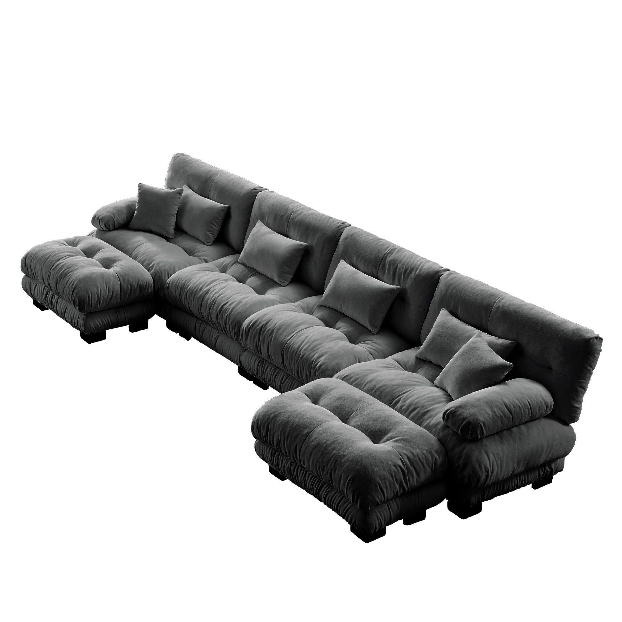 Gewnee White Chenille Cloud Couch 2 Seater Sofa for Living Room, Chenille 2 - Seat sofa with 2 Lumbar pillows and 2 throw pillows,