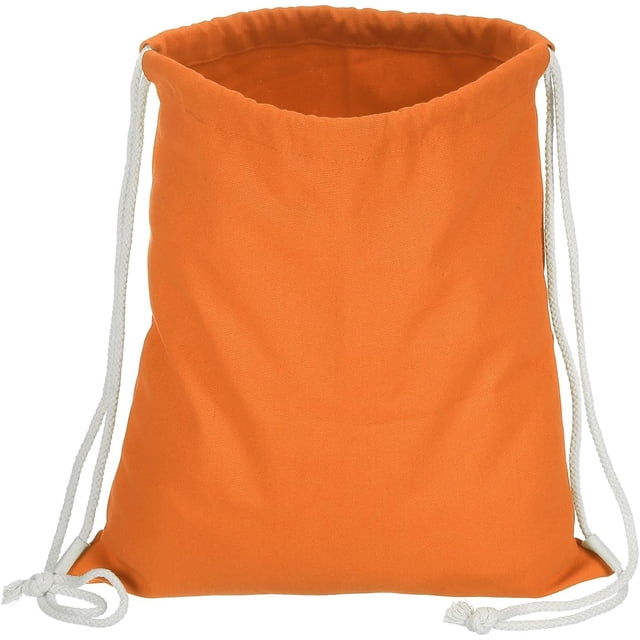 Cotton Drawstring Bags, Backpack Foldable Sports Gym Bags for Women Men Trip, Orange