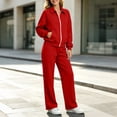 thumbnail image 6 of Jerdar Womens 2 Piece Sweat Sets Collared Zip Jacket Wide Leg Sweatpants Oversized Side Pockets Spring Fall Airport Travel Outfits XL, 6 of 9