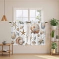 thumbnail image 3 of Seashell Coastal Kitchen Curtains, Summer Beach Ocean Starfish Watercolor Light Filtering Window Curtain Panels, 2Pcs Rod Pocket Window Treatments Set for Study Room Bathroom Bedroom 52x54 Inches, 3 of 9