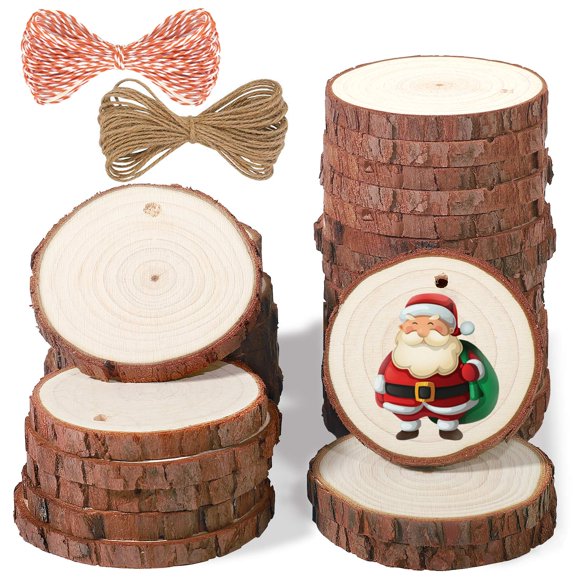 Craft Wood Slices 5ARTH, 30 unidades, 6 — 7 cm, madera de pino natural