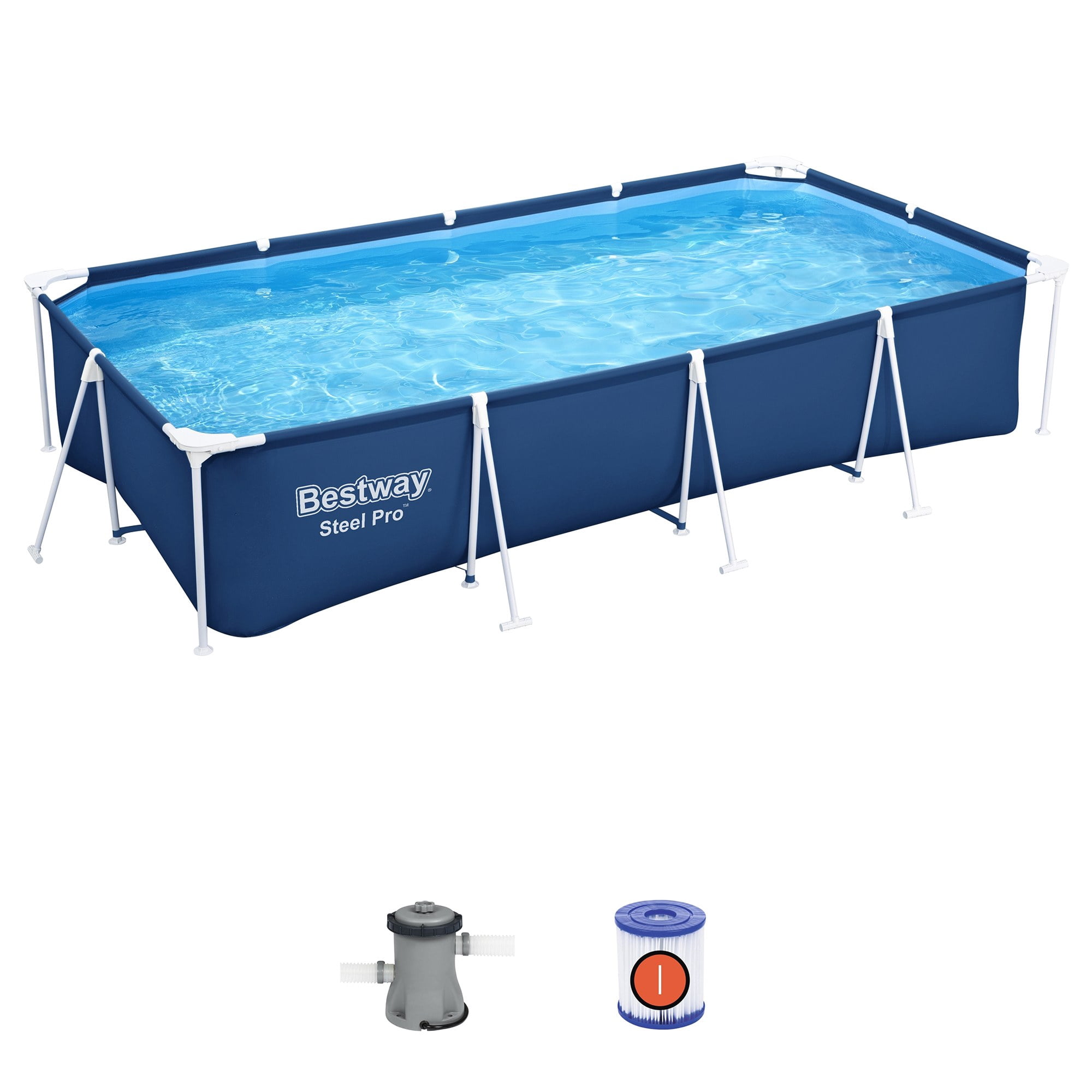 Bestway: Steel Pro 13'1" x 6'11" x 32" Above Ground Pool Set - 1506 Gallons, Outdoor Family Pool, Corrosion & Puncture Resistant, Includes Filter & Pump