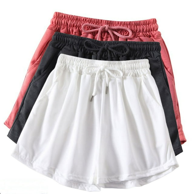 Diufon Womens 3PCS Jogger Shorts Elastic Waist Drawstring Yoga Shorts Solid Color Shorts with Pockets