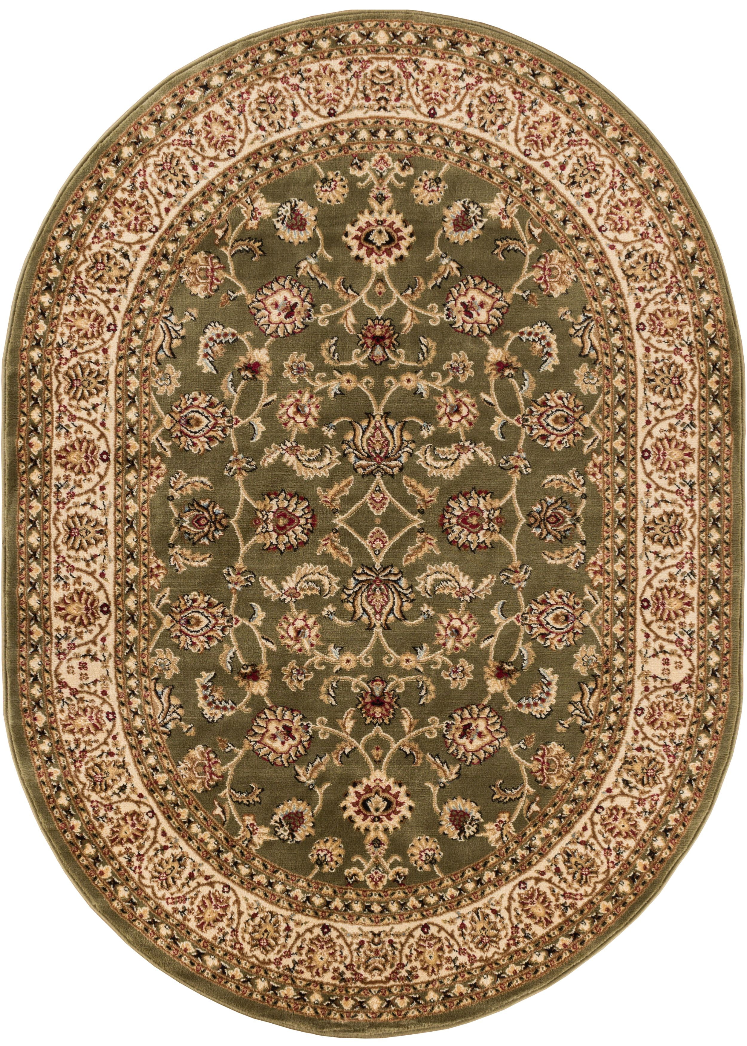 Well Woven Barclay Sarouk Traditional Oriental Green 5'3" x 6'10" Oval