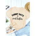 thumbnail image 3 of ABPHQTO Camiseta caqui de manga corta con estampado de SUNNY DAYS + Iced Lattes para mujer, 3 of 5