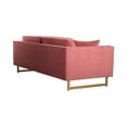 thumbnail image 4 of Lenox Pink Velvet Sofa Brass Legs Square Arm, 4 of 8