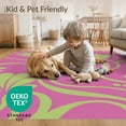 thumbnail image 4 of ODIKA 4'x6' Pink Hot Flourish with Chartreuse Accents Washable Area Rug Elegant Swirls and Botanical Motifs for Modern Stain Resistant, Low Pile, Easy Care for Dorm Room, Small Living, 4 of 7